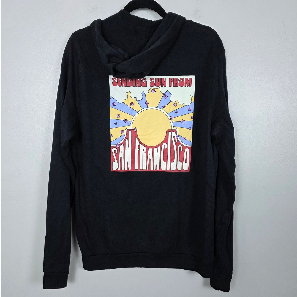 NWT Marine Layer Mens Afternoon Sun San Francisco Full Zip Hoodie Black Medium